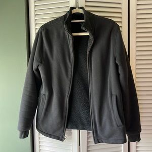 Sherpa-lined sweater jacket